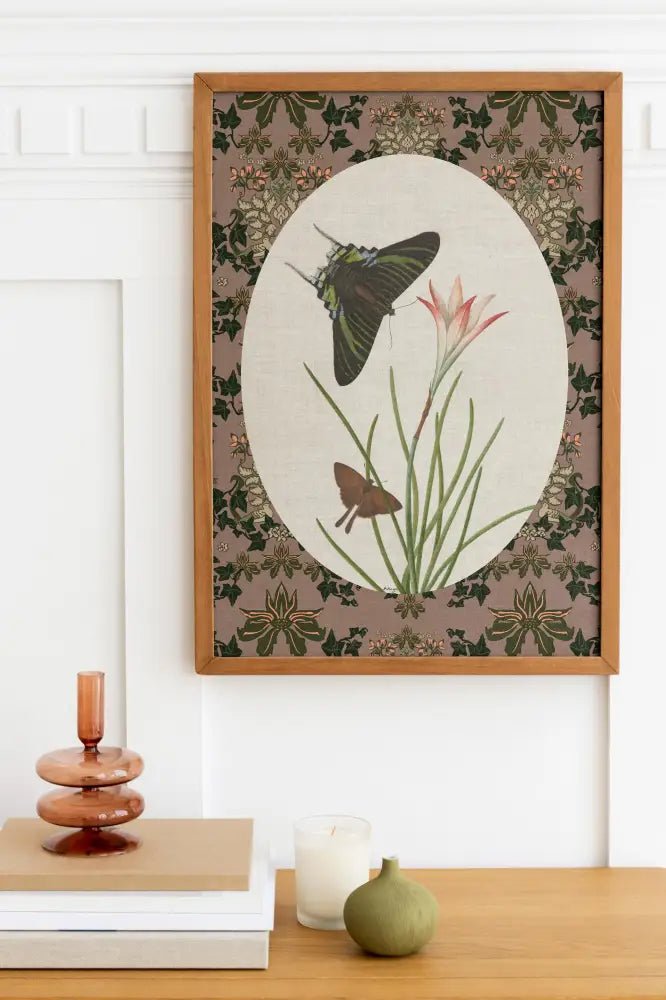 Vintage Butterflies Print Beige Poster Artwork by My Store