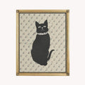 Vintage Cat Print The Black Cat Illustration Beige And Black Fine Art Print For Wall Decor by My Store