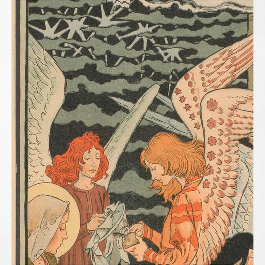 Vintage Christmas Angels Art Nouveau Print on Premium Archival Paper by My Store