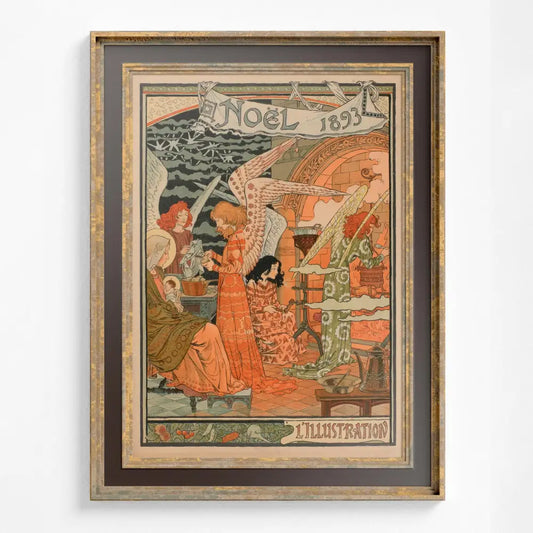 Vintage Christmas Angels Art Nouveau Print on Premium Archival Paper by My Store