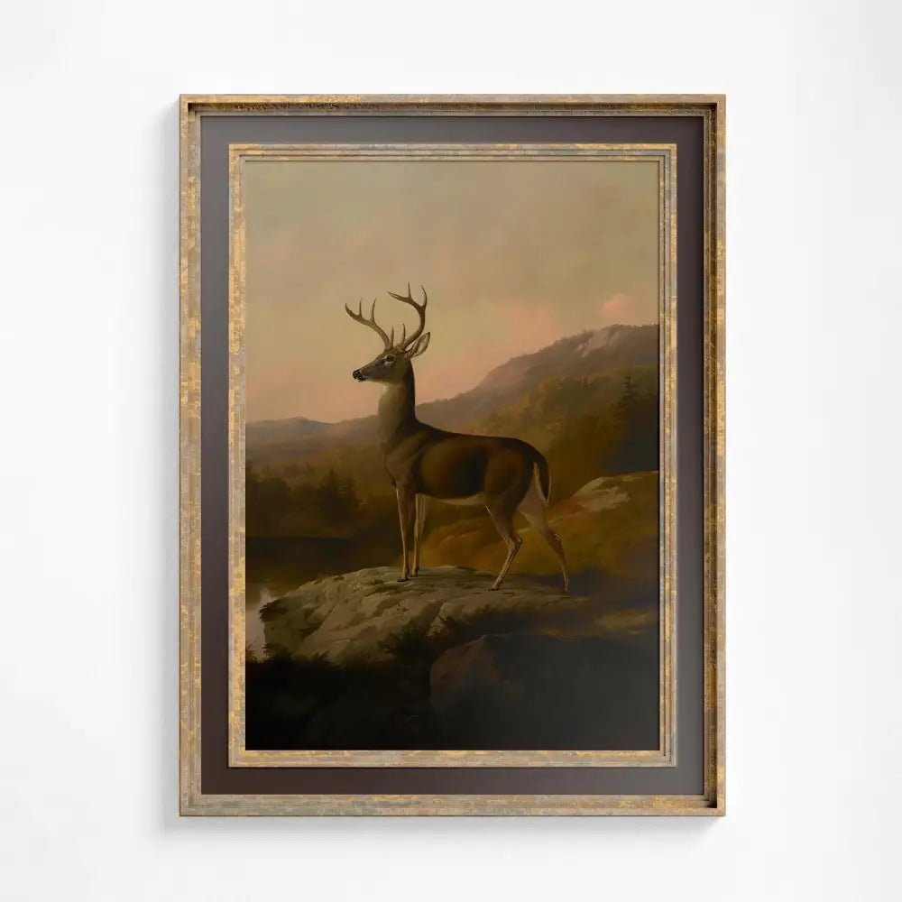 Vintage Deer Painting Beige Print Boho Art Poster Large Neutral Wall Decor Elegant Nature Statement by My Store