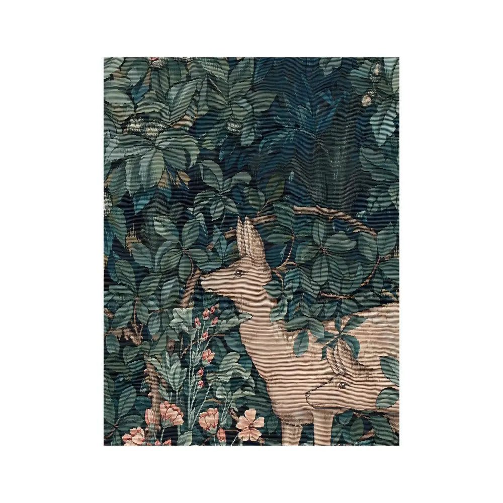 Vintage Deer Print Square Medieval Tapestry Wall Art On Premium Archiva Paper For Elegant Homes by My Store