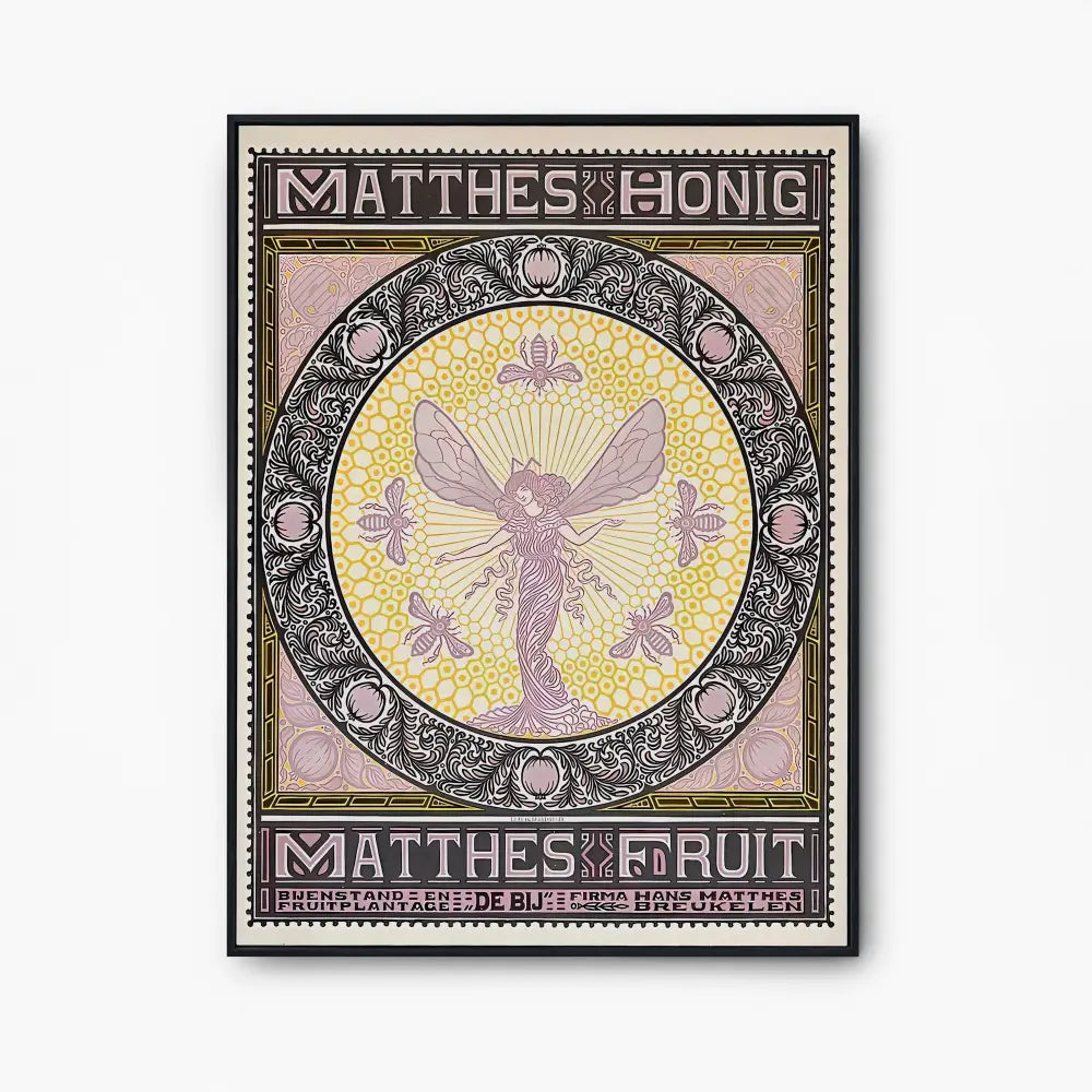 Vintage Fairy Poster Amsterdam Print Pink Beige Bohemian Goddess Large Artwork Bees And Fruit by DesignBohemian