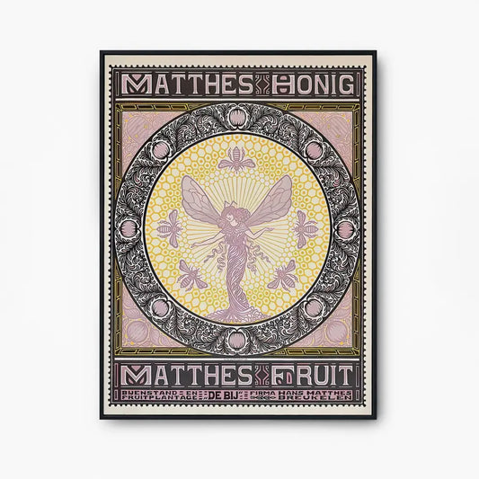 Vintage Fairy Poster Amsterdam Print Pink Beige Bohemian Goddess Large Artwork Bees And Fruit by DesignBohemian
