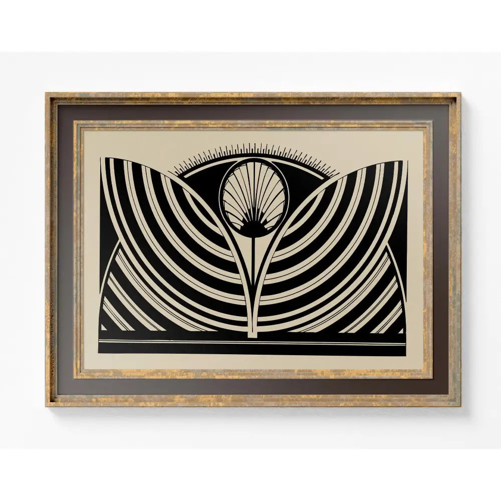 Vintage Floral Abstract - Ornamental Art Nouveau - Black and Beige Print by DesignBohemian