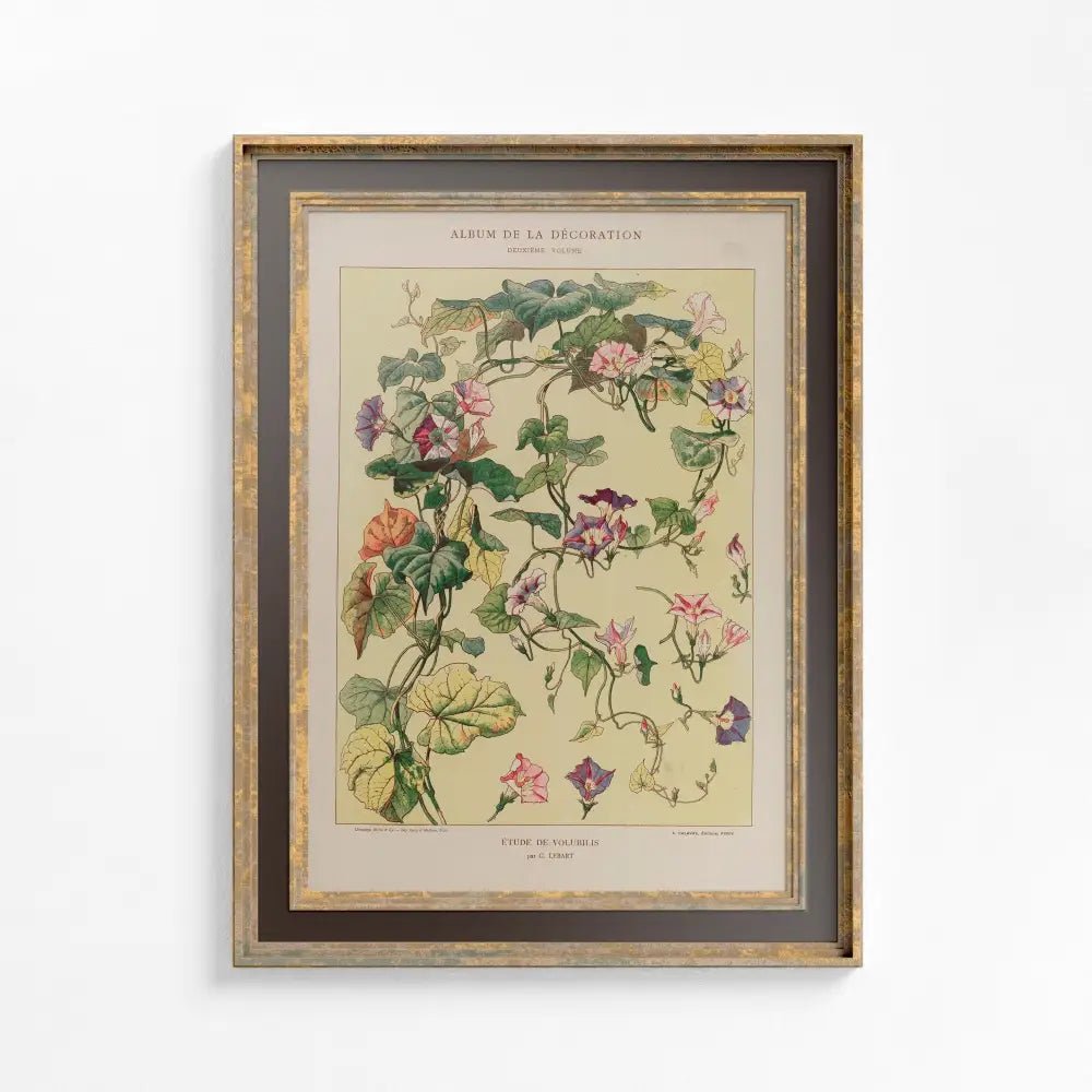 Vintage Floral Art Paris Ornate Nouveau Print Beige Ivy by My Store