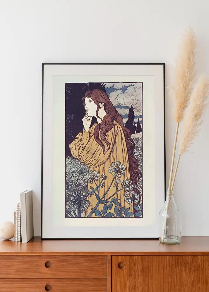 Vintage Goddess Meditation Print Art Nouveau Large Poster For Bohemian Spaces And Calm by My Store