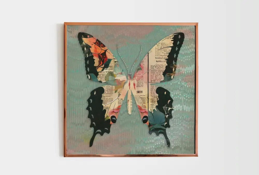 Vintage Green Butterfly Art Nouveau Aesthetic Print Square Wall Art For Elegant Spaces by My Store