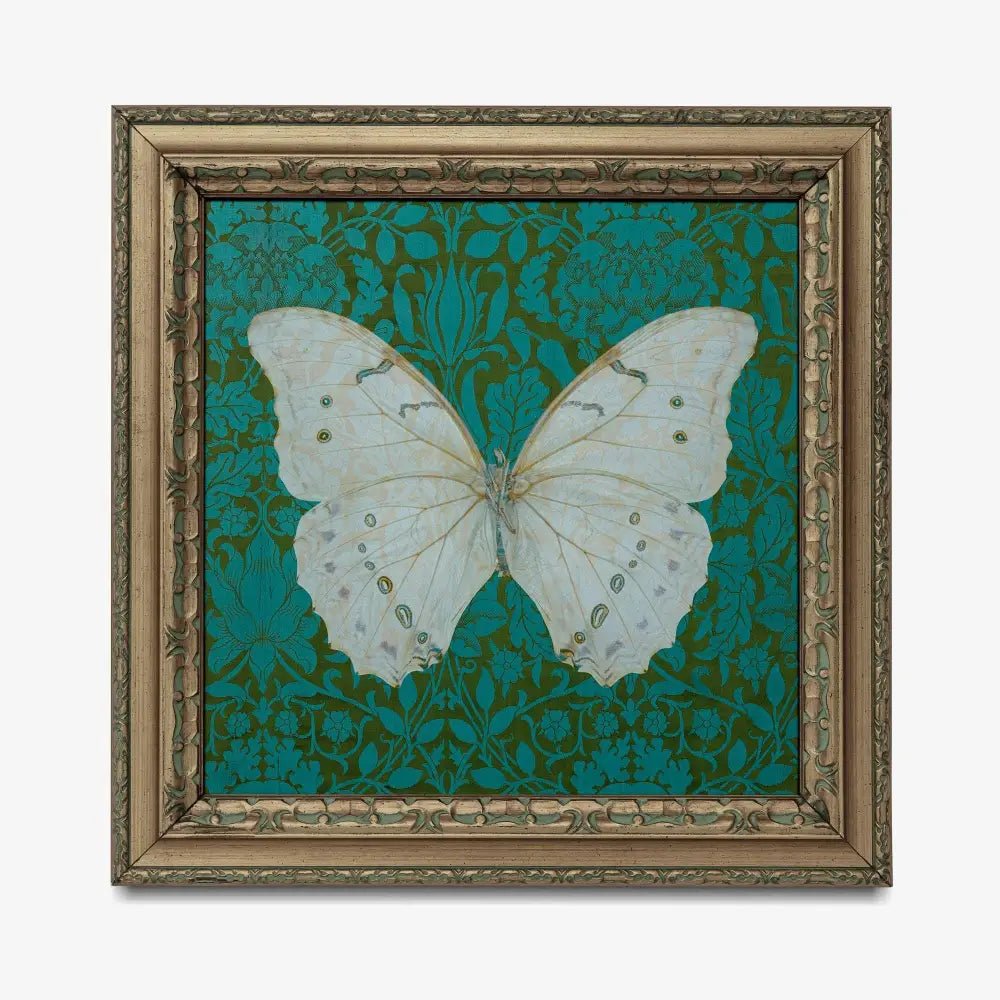 Vintage Green Butterfly Art Nouveau Print Square For Home Decor by My Store