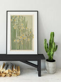 Vintage Green Floral Nouveau Flower Print Large Artwork by My Store