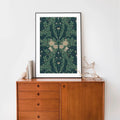 Vintage Green Floral Walter Crane Nouveau Flower Print Wall Art Emerald And Azure Hues by My Store