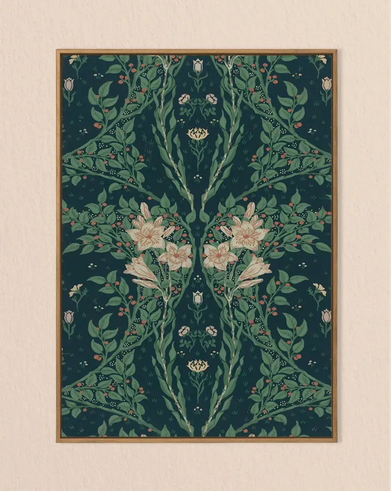 Vintage Green Floral Walter Crane Nouveau Flower Print Wall Art Emerald And Azure Hues by My Store