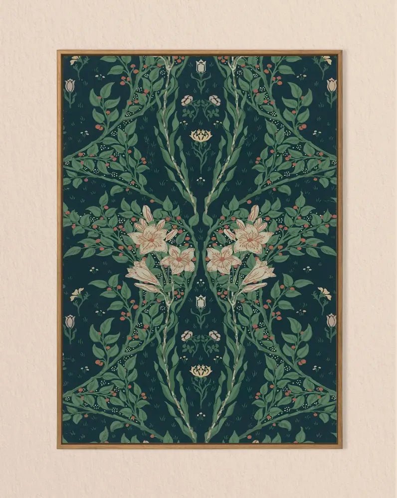 Vintage Green Floral Walter Crane Nouveau Flower Print Wall Art Emerald And Azure Hues by My Store