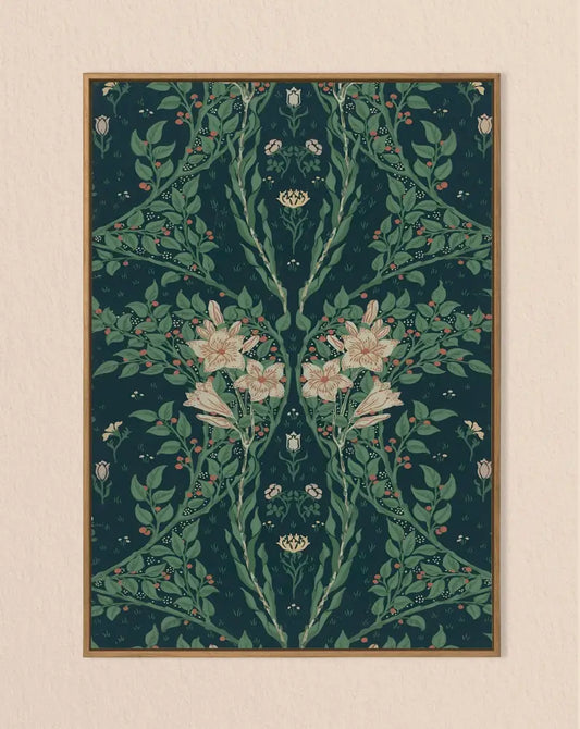 Vintage Green Floral Walter Crane Nouveau Flower Print Wall Art Emerald And Azure Hues by My Store