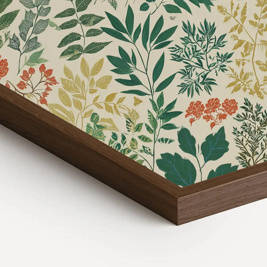 Vintage Leaves Wall Art - Framed - Green and Beige