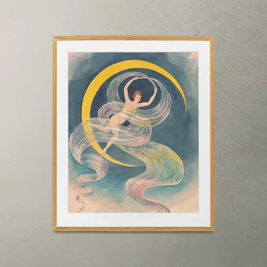 Vintage Moon Goddess Original Artwork 1920s Nouveau Painting For Elegant Home Decor by My Store