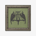Vintage Owls Print - Green Square Art Print by DesignBohemian
