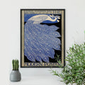 Vintage Peacock Indigo Art Nouveau Floral Print by My Store