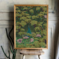Vintage Peacock Print In Green And Blue Floral Art With Nouveau Bohemian Design Style by My Store