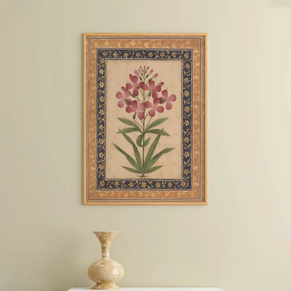 Vintage Pink Geranium Art Nouveau Deco Poster by My Store