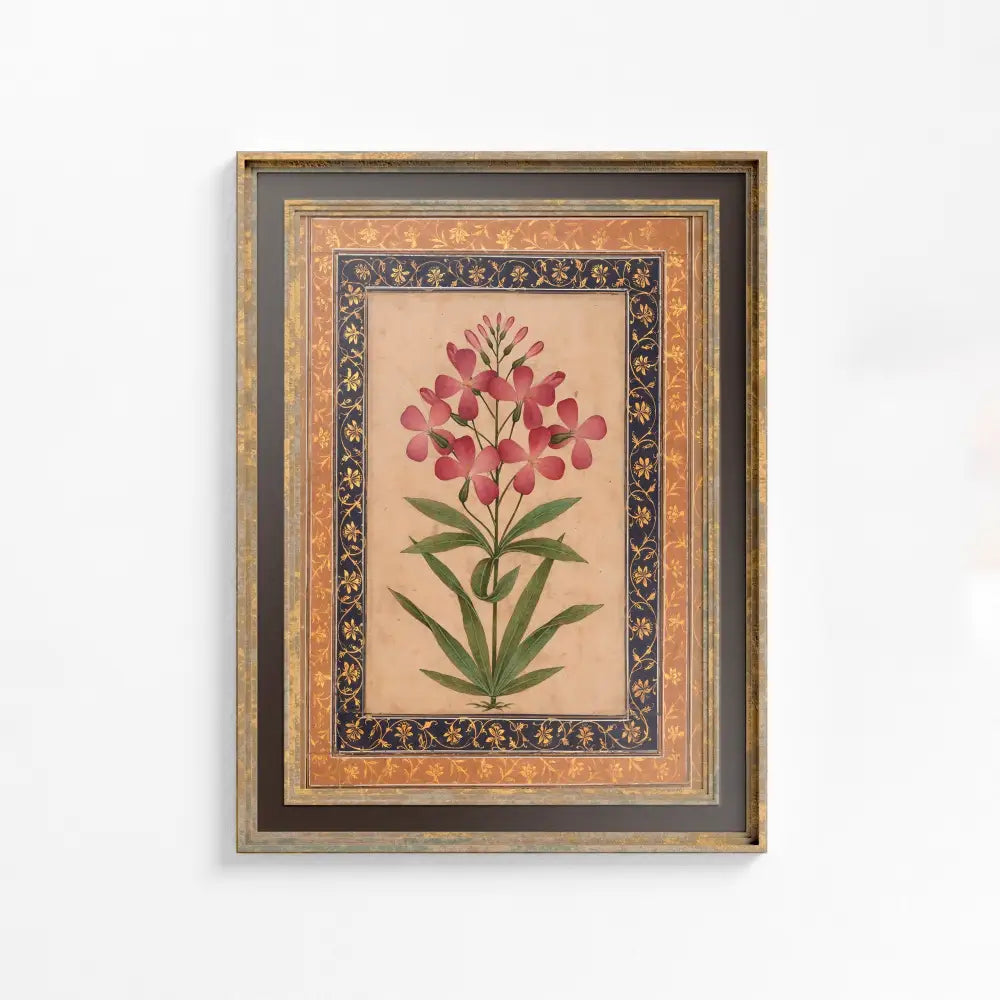 Vintage Pink Geranium Art Nouveau Deco Poster by My Store