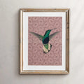 Vintage Pink Hummingbird Print Hummingbird Lover Art by My Store