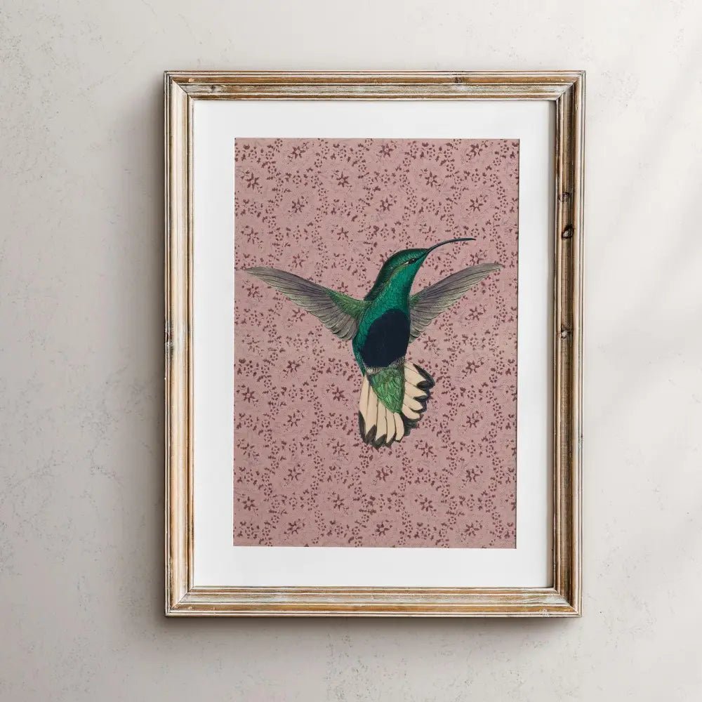 Vintage Pink Hummingbird Print Hummingbird Lover Art by My Store