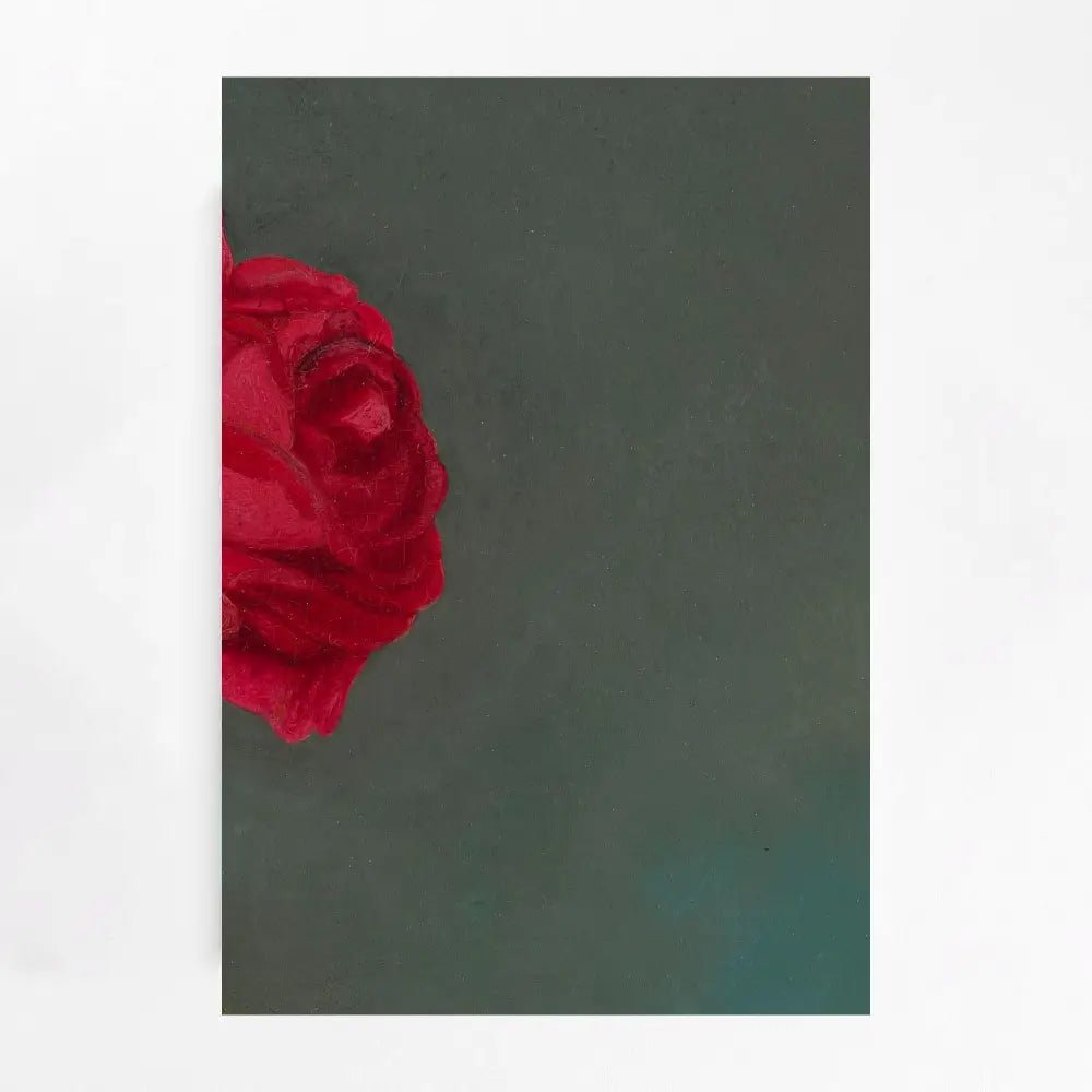 Vintage Pink Roses Floral Print: Beige and Red Botanical Art - Rose Painting by DesignBohemian