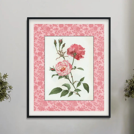 Vintage Pink Roses - Victorian Rose Print: Moody Floral Dark Academia Wall Art