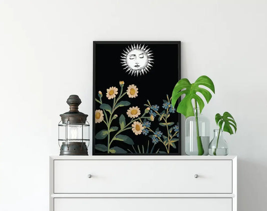 Vintage Sun Print Flora Poster Medieval Floral Wall Art Decor For Living Room Gallery by My Store