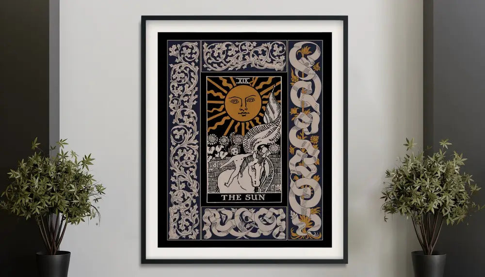 Vintage Sun Tarot Print Art Deco Poster Inspired Nouveau Style Sun Illustration Collectible by My Store