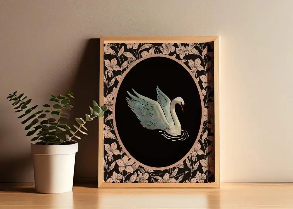 Vintage Swan Illustration Print No Frame Wall Art For Elegant Home Decor And Gift Idea by My Store