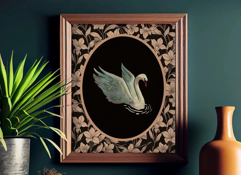Vintage Swan Illustration Print No Frame Wall Art For Elegant Home Decor And Gift Idea by My Store