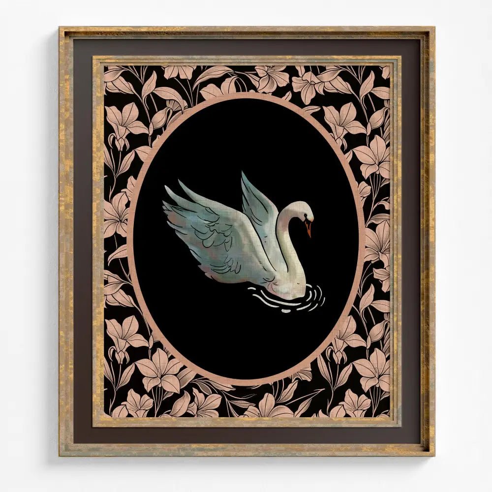 Vintage Swan Illustration Print No Frame Wall Art For Elegant Home Decor And Gift Idea by My Store