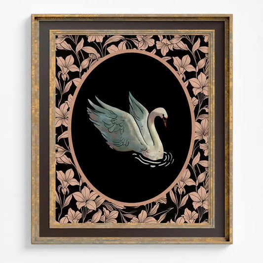 Vintage Swan Illustration Print No Frame Wall Art For Elegant Home Decor And Gift Idea by My Store