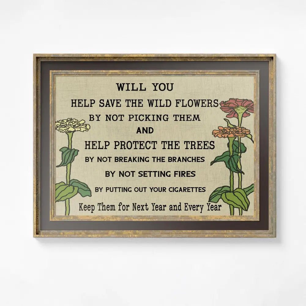 Vintage Wildflowers Quote Print Garden Club Sign Art Nouveau Beige Neutral Decor Premium Archival Paper by DesignBohemian