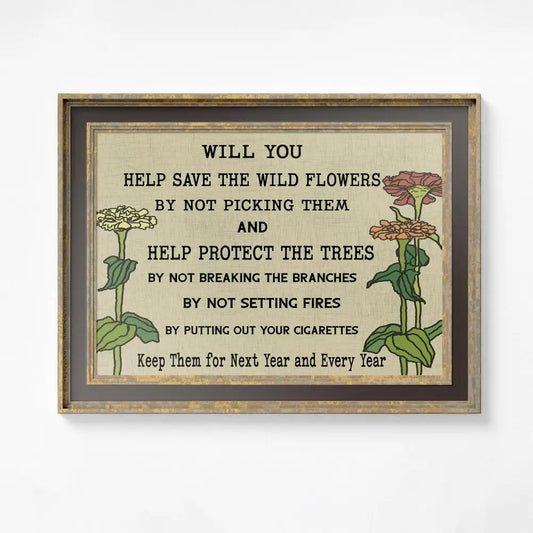 Vintage Wildflowers Quote Print Garden Club Sign Art Nouveau Beige Neutral Decor Premium Archival Paper by DesignBohemian