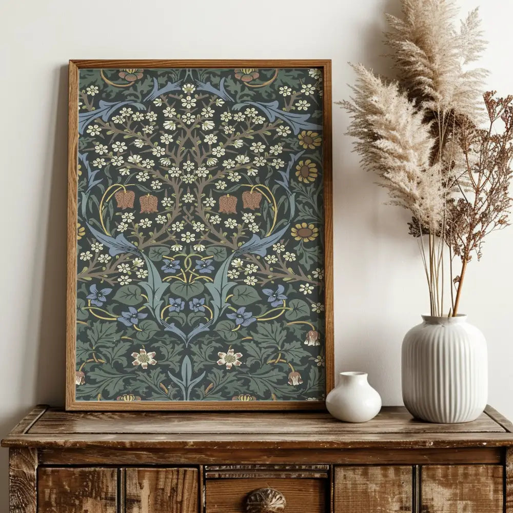 Vintage William Morris Green And Blue Large Artwork Nouveau Flower Print Premium Archival Paper by My Store