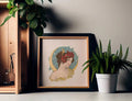 Vintage Woman And Moon Art Deco Print Beige And Blue Square Poster by DesignBohemian