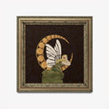 Vintage Woman And Moon Art Nouveau Print Beige And Gold Square Wall Art Premium Archival Print by My Store