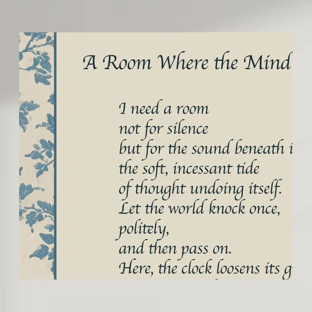 Virginia Woolf Inspired Poem Print - A Room Where the Mind Unbuttons - Art - Sage Green or Blue