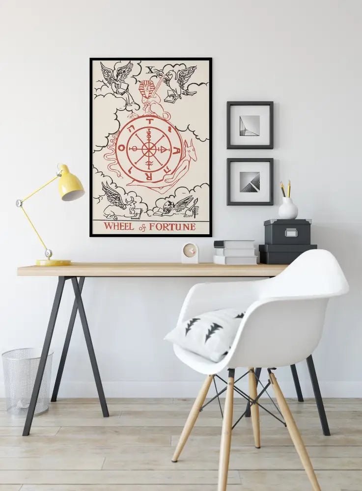 Wheel Of Fortune Tarot Card Print Boho Wall Art No Frame by My Store
