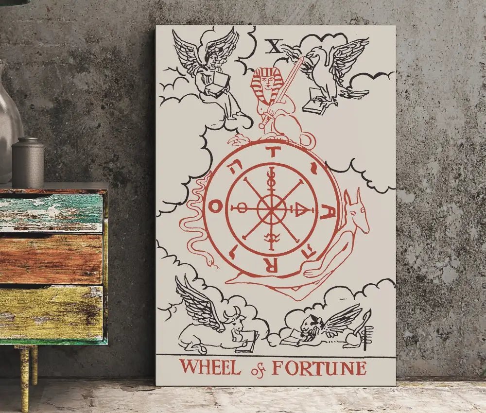 Wheel Of Fortune Tarot Card Print Boho Wall Art No Frame by My Store