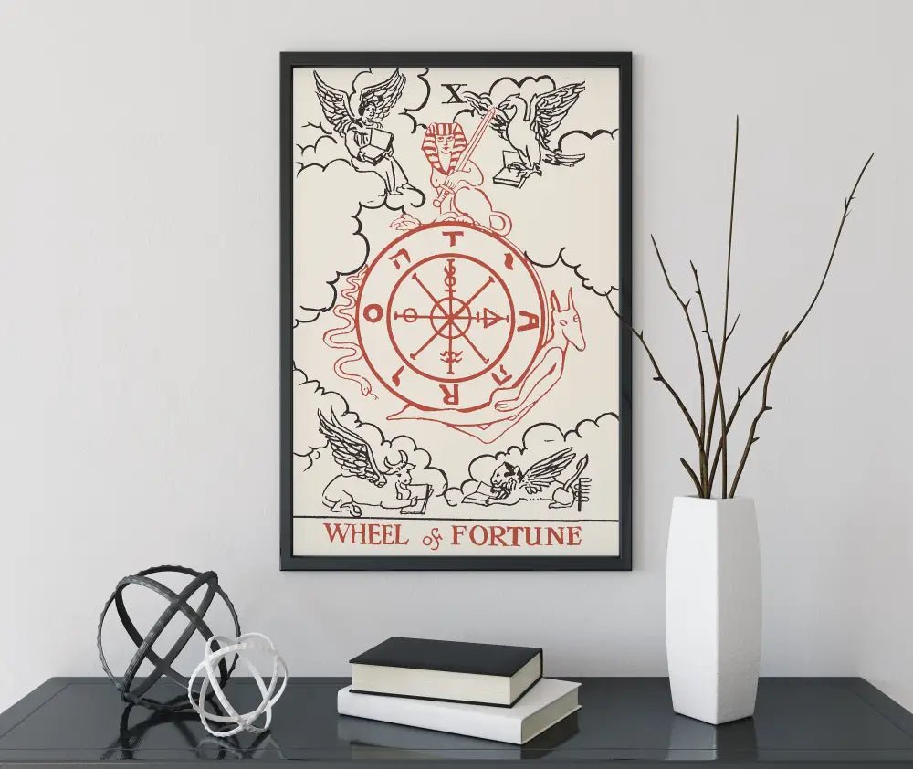 Wheel Of Fortune Tarot Card Print Boho Wall Art No Frame by My Store