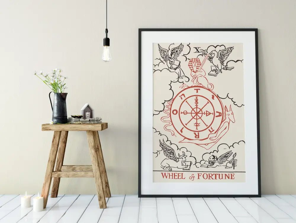 Wheel Of Fortune Tarot Card Print Boho Wall Art No Frame by My Store
