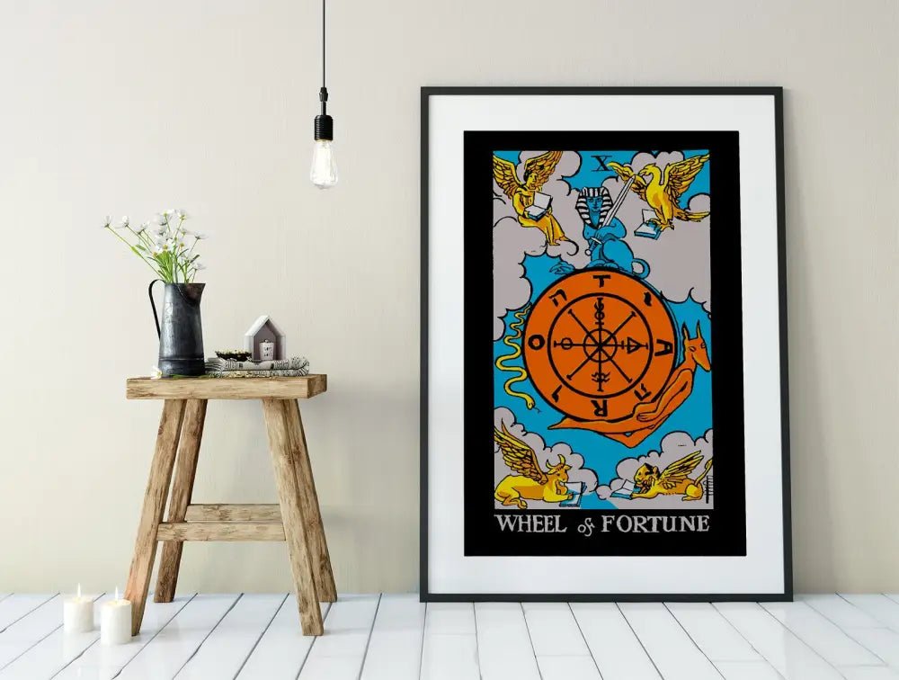 Wheel Of Fortune Tarot Card Print Color Block Poster Wall Art For Mystical Destiny Decor by My Store