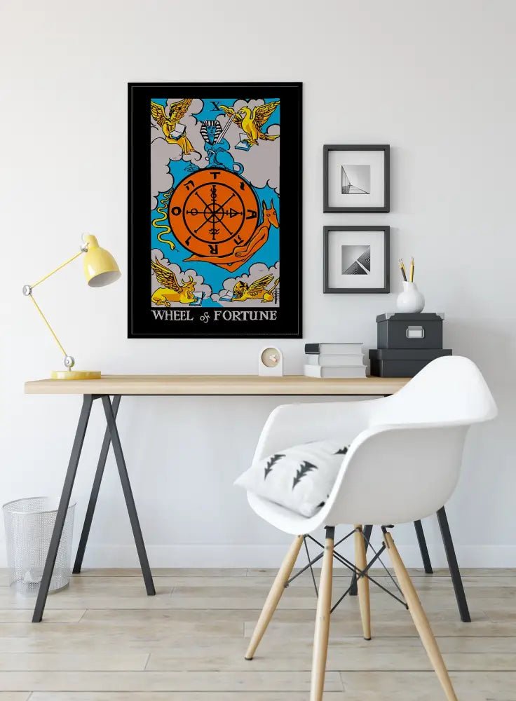 Wheel Of Fortune Tarot Card Print Color Block Poster Wall Art For Mystical Destiny Decor by My Store