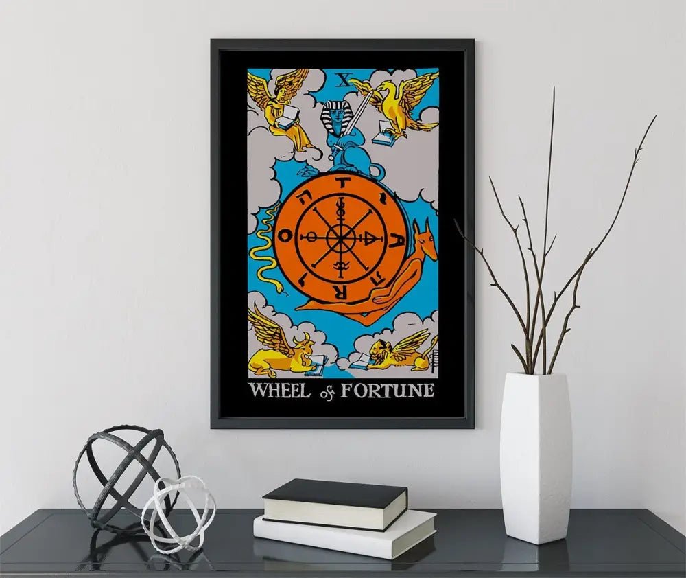 Wheel Of Fortune Tarot Card Print Color Block Poster Wall Art For Mystical Destiny Decor by My Store