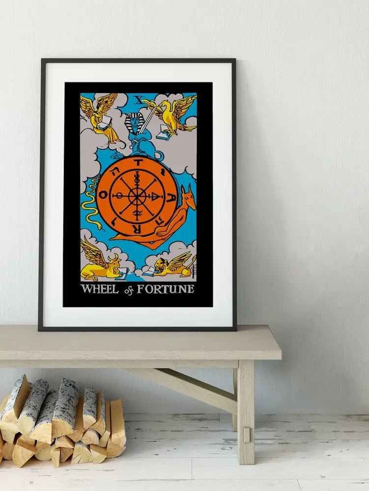 Wheel Of Fortune Tarot Card Print Color Block Poster Wall Art For Mystical Destiny Decor by My Store