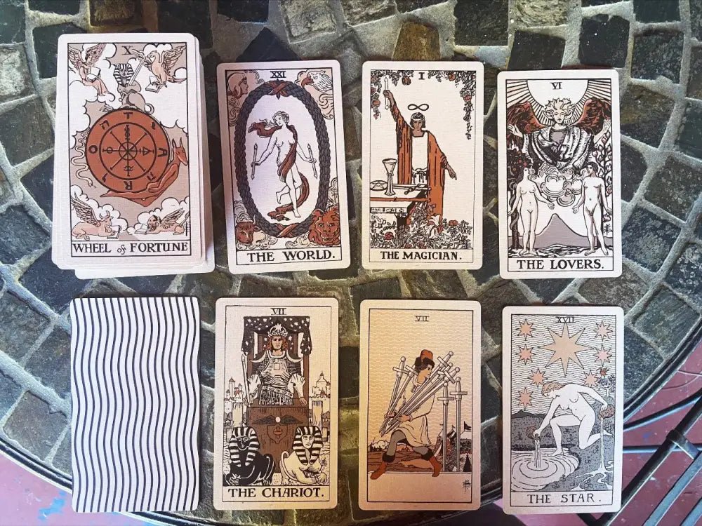Wheel Of Fortune Tarot Card Print Color Block Poster With Neutral Elegant Design by My Store